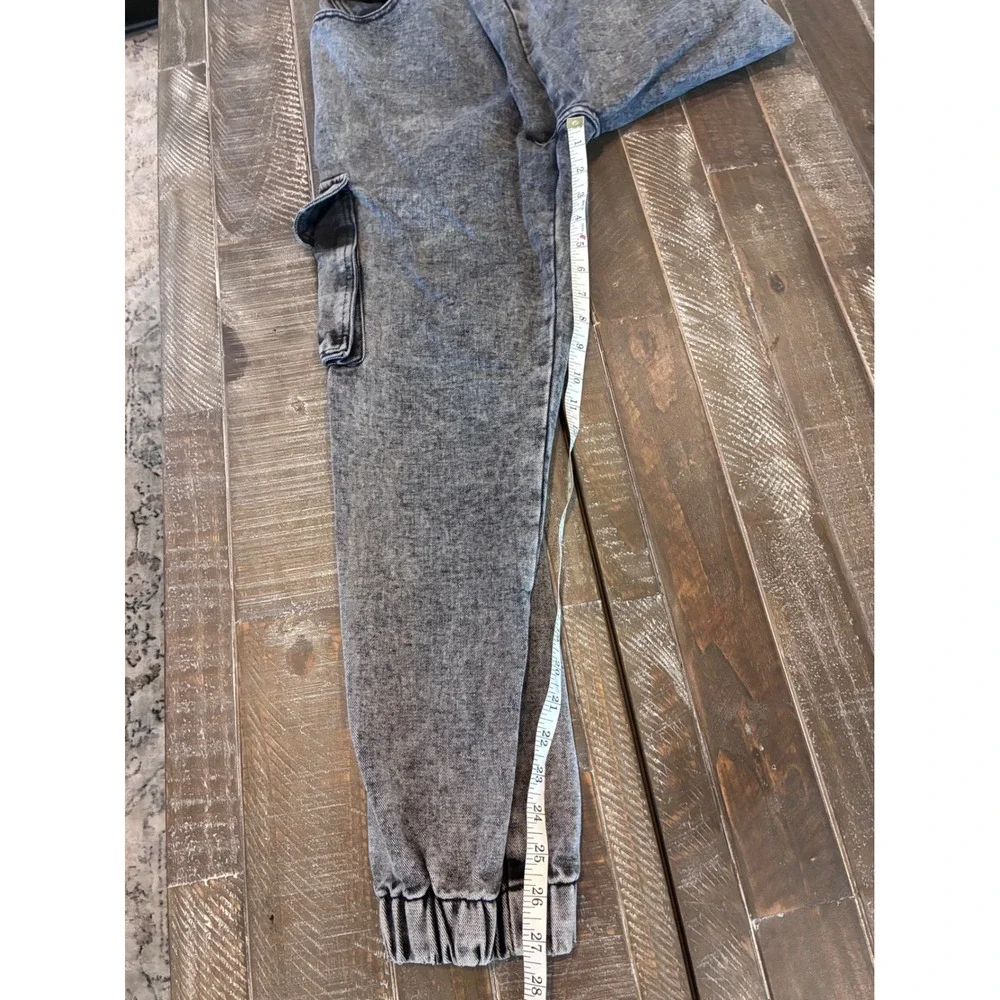 Refuge Denim Cargo Jogger Jeans Acid Wash Gray Utility Pants Womens 11‎